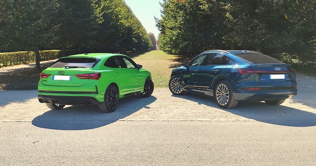 Audi RS Q3 Sportback avec l'Audi e-tron Sportback d'Antoine Larigaudrie de BFM