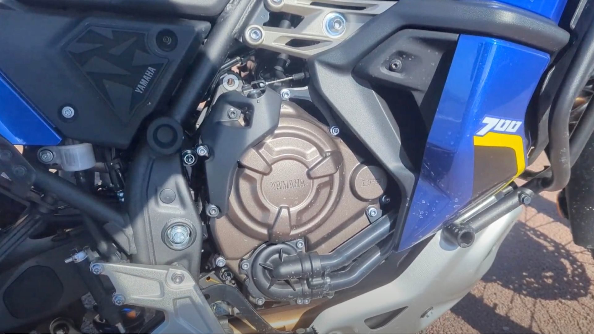 Zoom sur le moteur CP2 de la Yamaha Ténéré 700 World Raid.