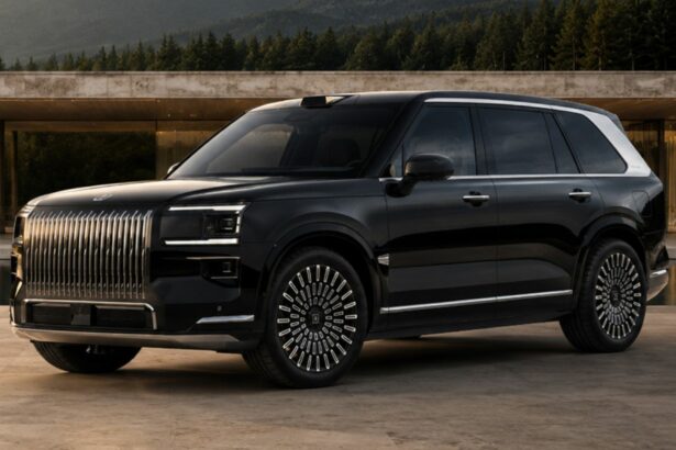 SUV de luxe Zeekr 9X noir de trois-quarts avant avec calandre cascade chromée et jantes multi-rayons